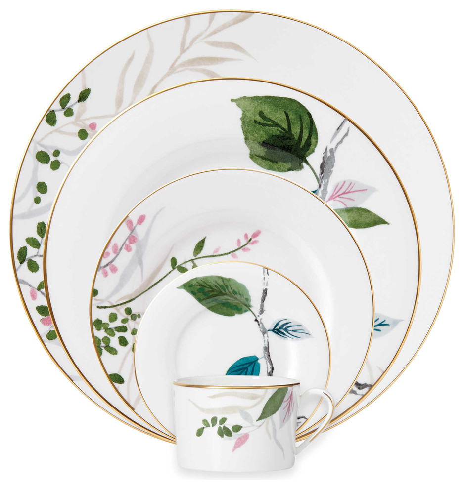 Kate Spade New York Birch Way Watercolor Floral China 5-Piece Place Setting  - Traditional - Dinnerware Sets - by CENTURYIMPORTS2010 | Houzz
