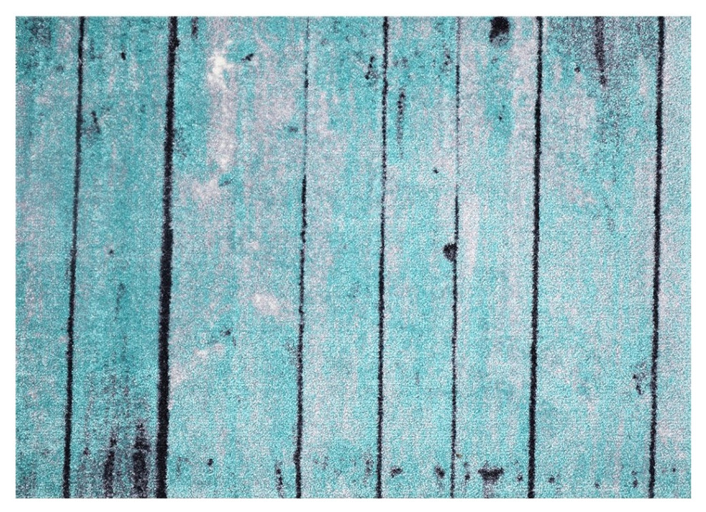 Rustic Teal and Gray Barn FloorWashable Floor Mat, 2'x3'