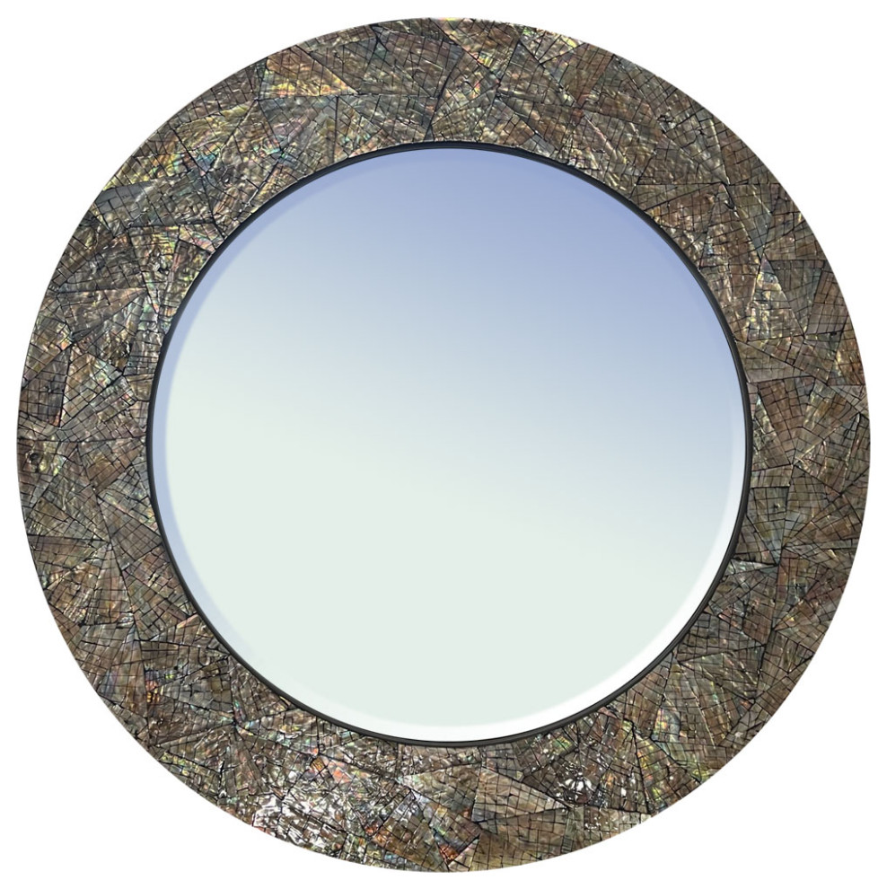 Brindled Glam Mother of Pearl Framed Mirror, 30 X 30 - Beach Style ...