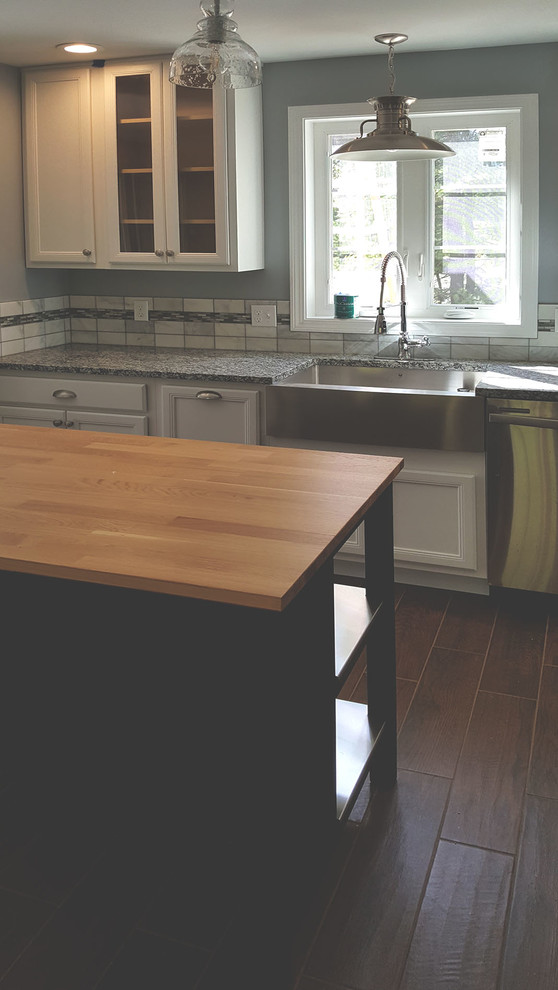 Example of a transitional kitchen design in Boston
