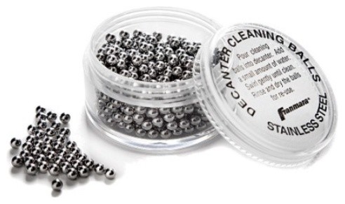 Reusable Stainless Steel Decanter Cleaning Balls, in a Plastic Jar