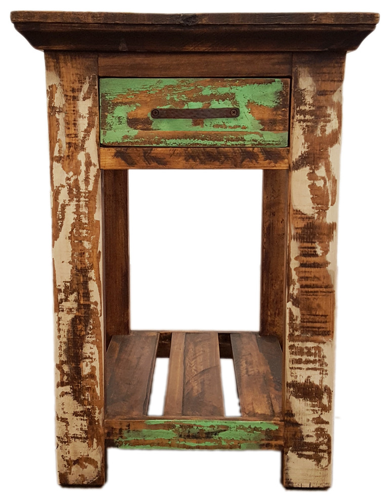 Multi Color Rustic End Table With 1 Drawer Rustic Side Tables And End Tables by Pina