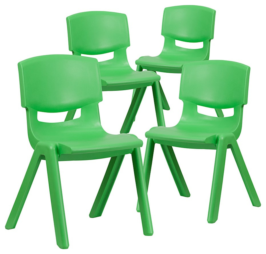 Flash 4 Pack Green Stack Chair, 15.5'' Seat
