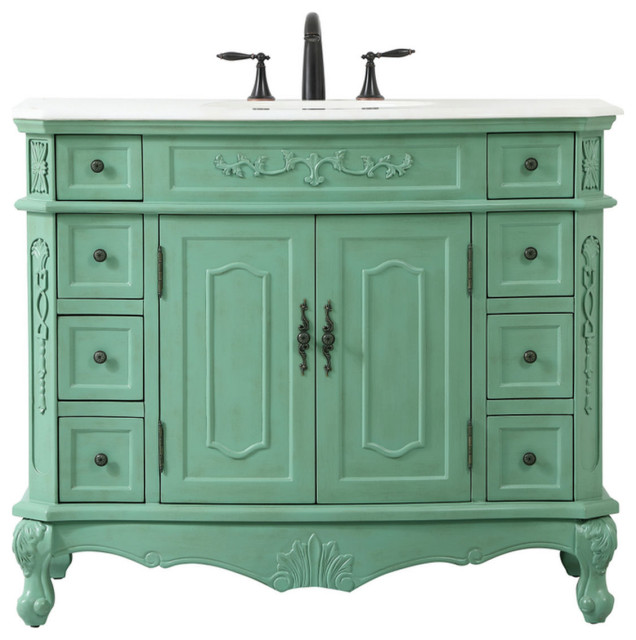 42" Single Bathroom Vanity, Vintage Mint, Vf10142Vm Eclectic Bathroom Vanities And Sink