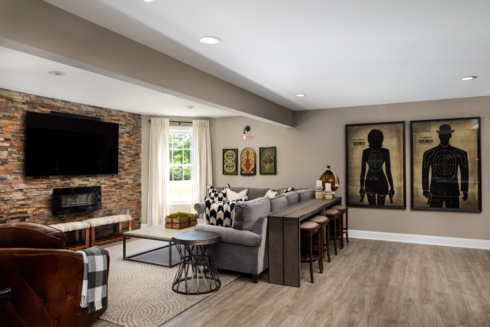 Inspiration for a transitional basement remodel in DC Metro