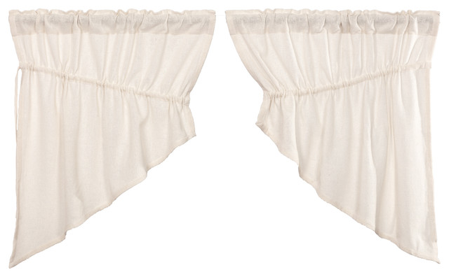 Rustic Kitchen Curtains Vhc Burlap Chocolate Prairie Swag Pair