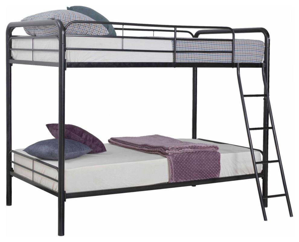 Better Home Products Twin over Twin Metal Bunk Bed in Black