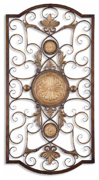 Antiqued Gold Micayla Large Medallion Accent Metal Wall Art