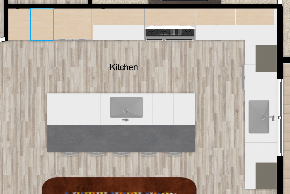 Kitchen Layout. "L + Island" vs "Single Wall + Island"