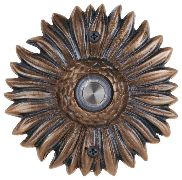 Solid Brass Sunflower Doorbell in 4 Finishes Traditional Doorbells