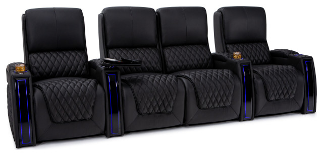 Seatcraft Apex Home Theater Seating, Black, Row of 4 With Loveseat