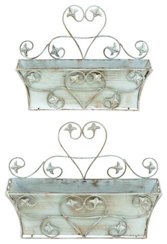 Classic Metal Wall Planter and Rustic Finish - Set of 2