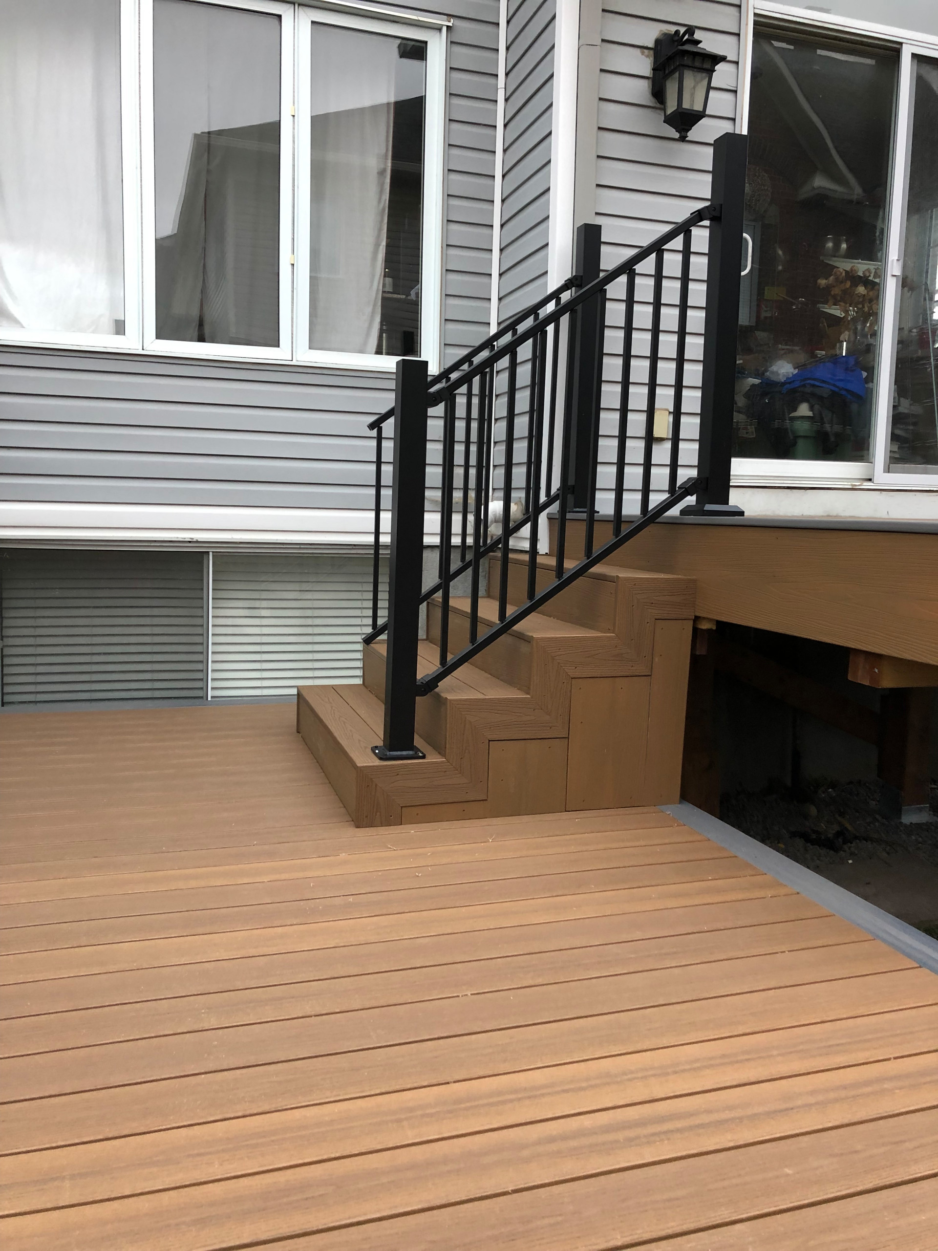 composite deck with black railing