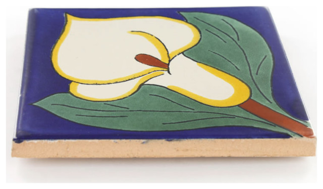 Handmade Tierra y Fuego Ceramic Tile, Callalilies 2, Set of 9 ...