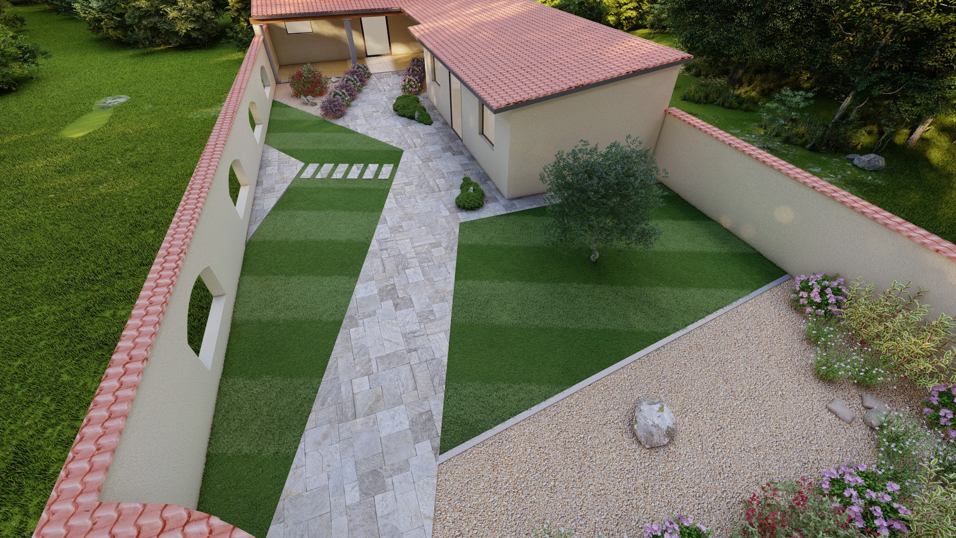 Giardino moderno in provincia