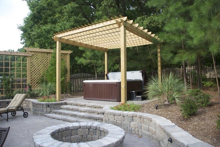 Design ideas for an arts and crafts pool in Cleveland with a hot tub and concrete pavers.