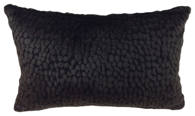Dark Brown Faux Fur Decorative Lumbar Pillow Cover Contemporary