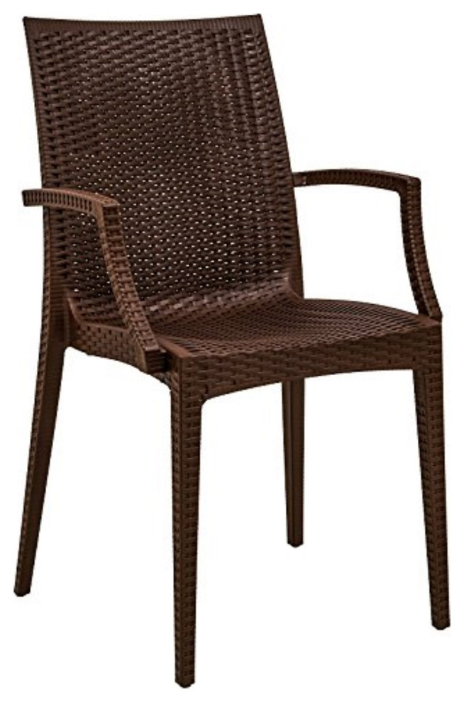 LeisureMod Weave Mace Indoor/Outdoor Chair, With Arms
