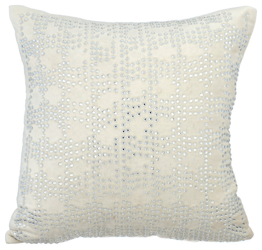 White Decorative Pillow Covers 18"x18" Velvet, Sharing My Charm