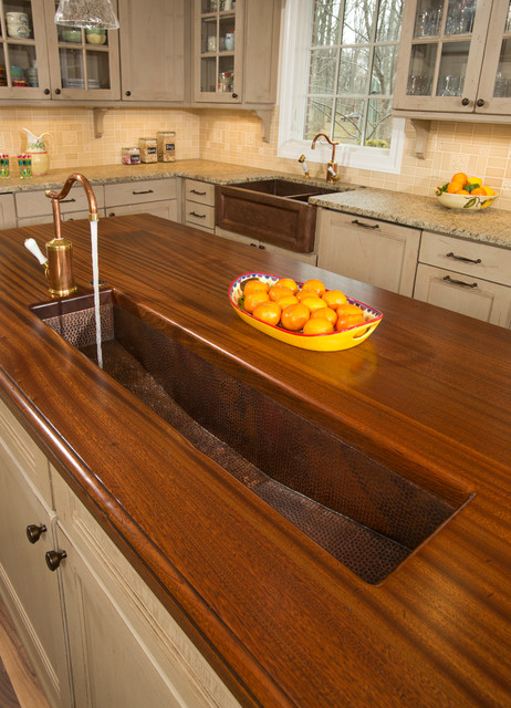 Brass Trough Sink In Kitchen Island Traditional Kitchen DC Metro   Home Design 