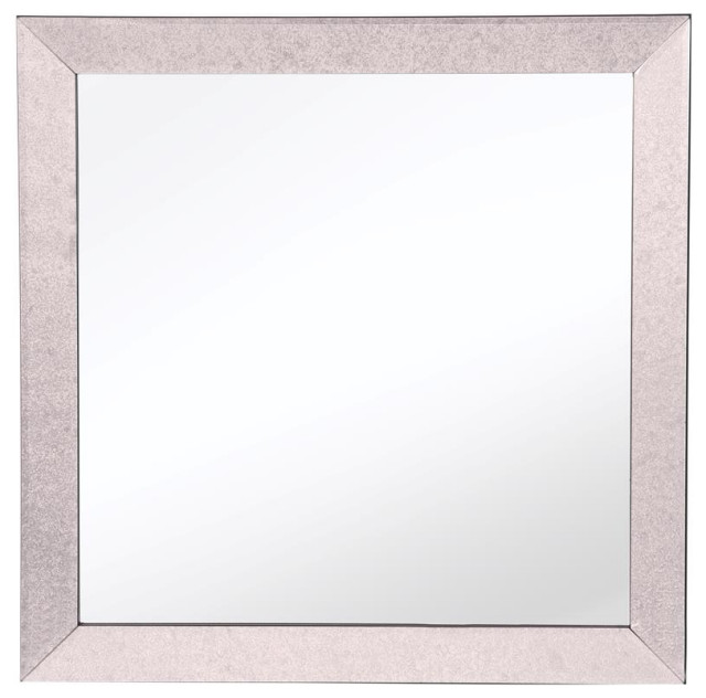 Camden Isle Mirrored Glass Bristol Square Classic Textured Frame Wall