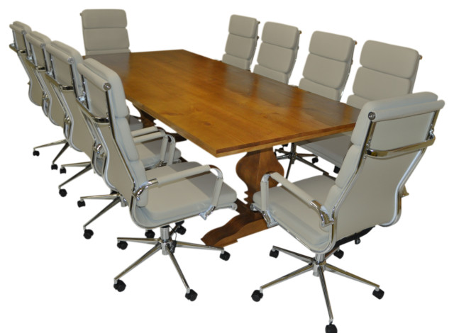 Solis Lignum 11 Piece Solid Wood Conference Set With Leather Office Chairs Contemporary Desks And Hutches By Solis Patio