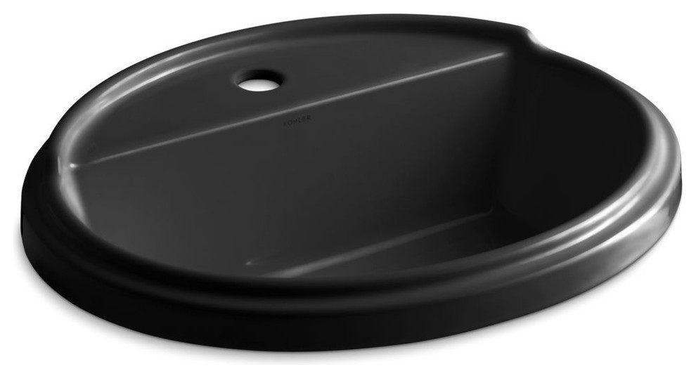 Tresham Oval Self-Rimming Lavatory With Single-Hole Faucet Drilling, Black