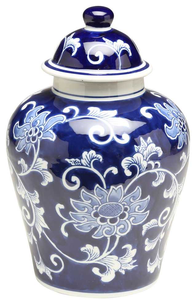 10" Blue & White Ginger Jar
