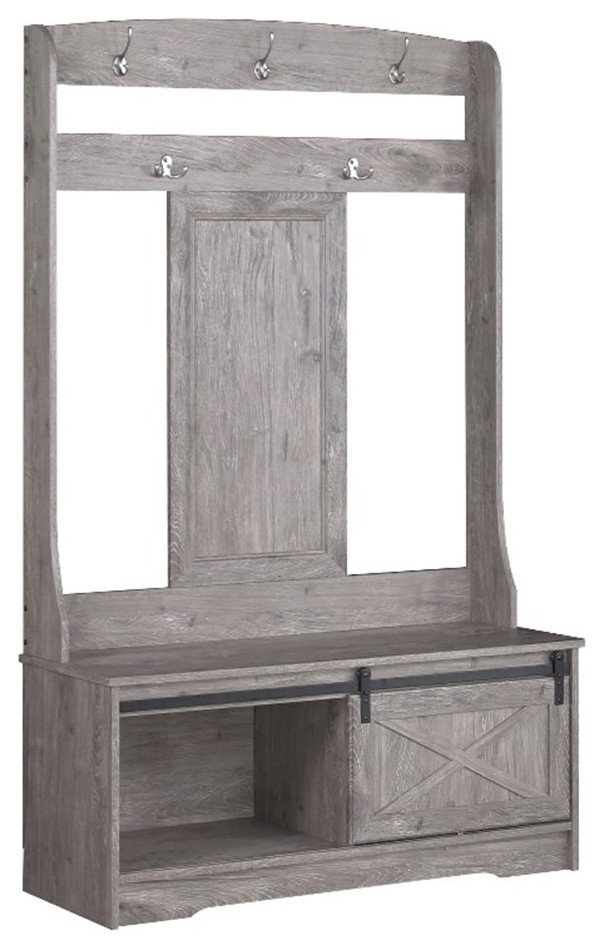 Bowery Hill Transitional Hall Tree and Shoe Bench in Gray Finish