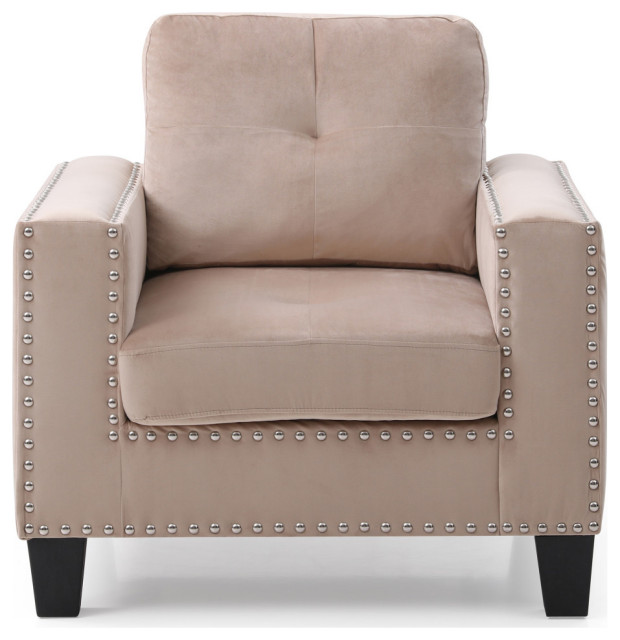 Nailer Beige Upholstered Accent Chair