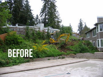 Large Excavation and Retaining Wall/Steps