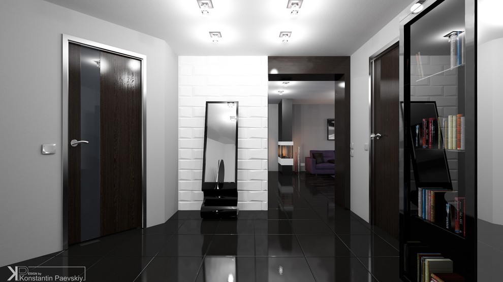 Интерьер таунхауса в современном стиле (монохром)