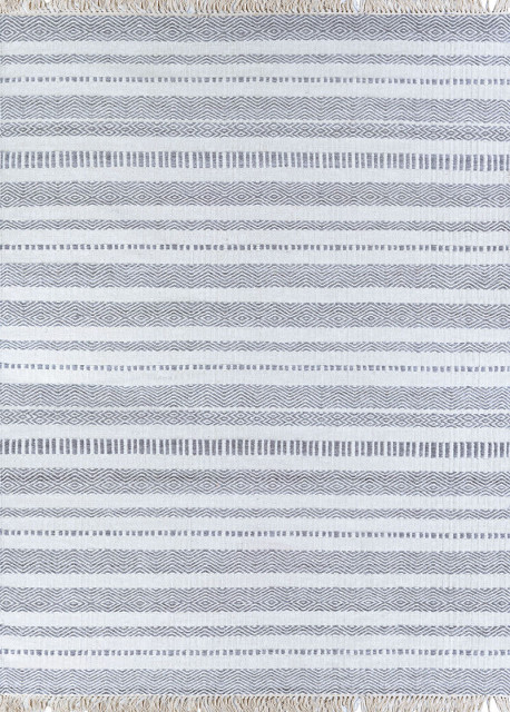 Couristan Inlet Lavalette 9362 and 0391 Striped Rug, Pebble, 8'0"x10'0"