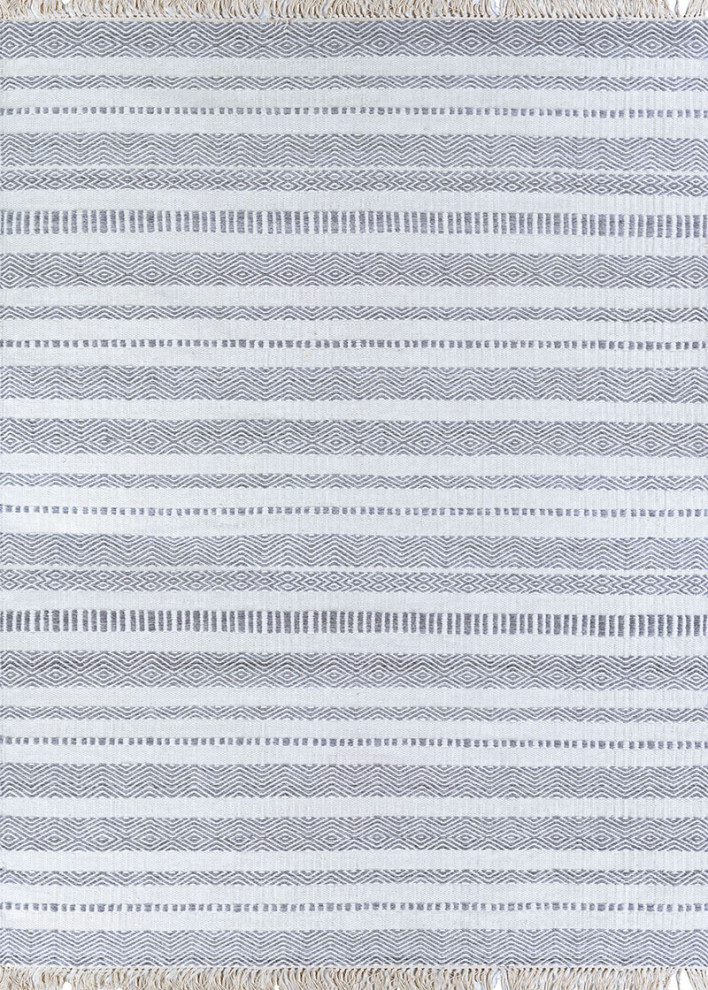 Couristan Inlet Lavalette 9362 and 0391 Striped Rug, Pebble, 8'0"x10'0"