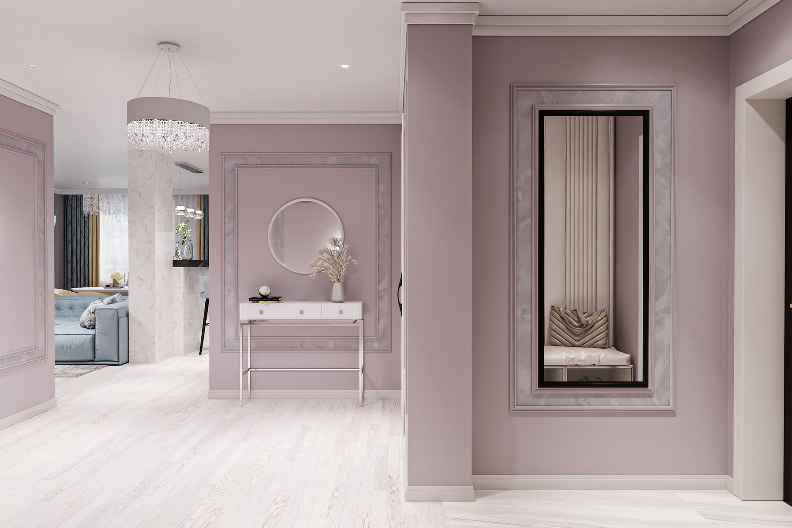 Дизайн гостиной и коридора