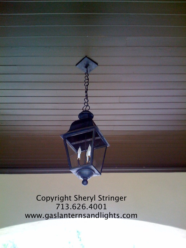 Sheryl's Electric Tuscan Lantern Hanging by Copper Chain
