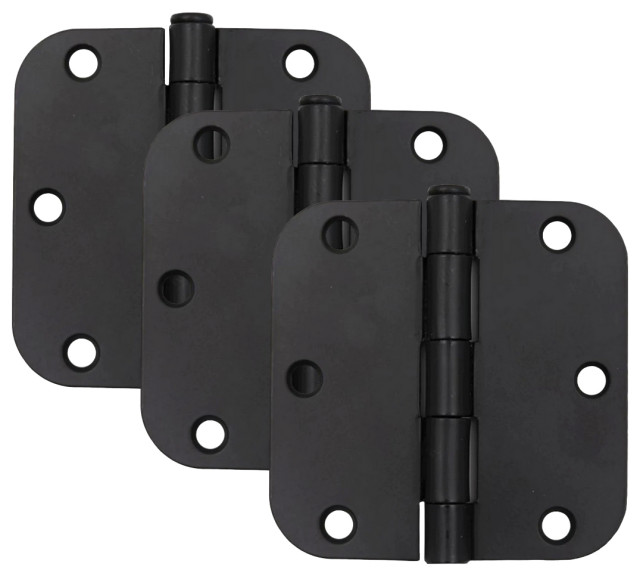Matte Black Door Hinge 3.5" With 5/8" Radius Corners Traditional
