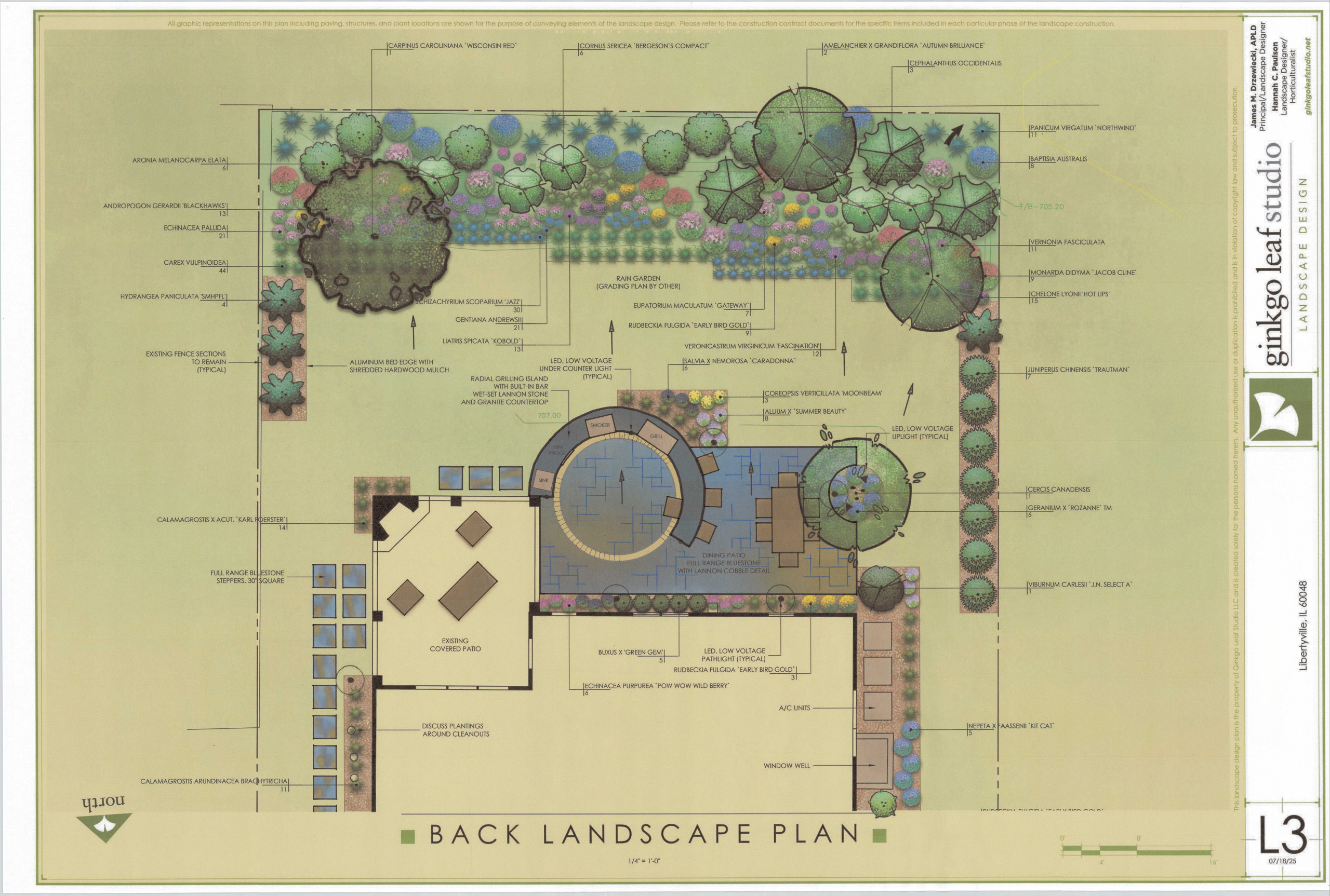 Backyard Patio + Firepit Landscape Plan - Libertyville, IL