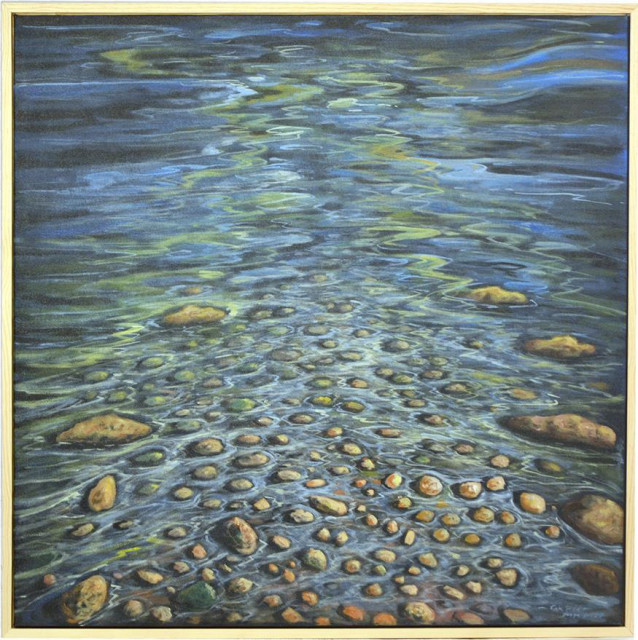 Painting River Stone Water Framed