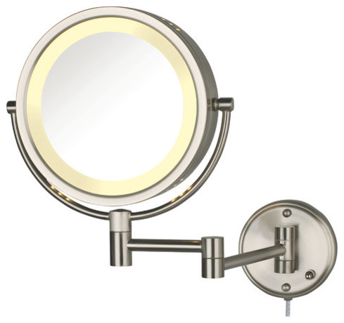 Hard-Wired Dual Sided 8x Wall Mount Halo Lighted Mirror