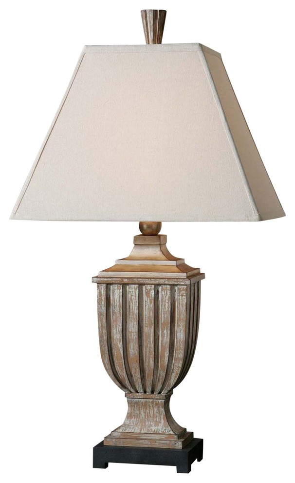 Uttermost Saviano Lamp 19 x 12.5 x 34.75", Aged Pecan