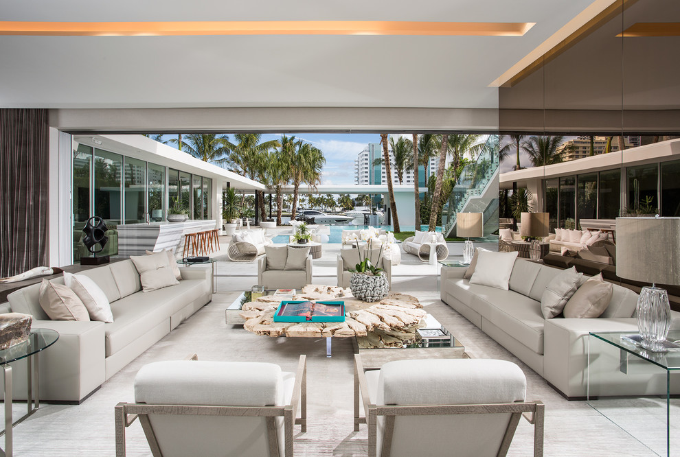 Design ideas for a beach style formal living room in Miami.