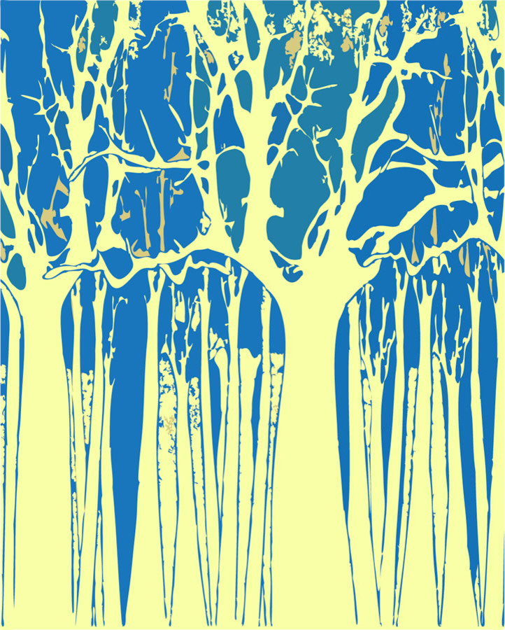 Trees - Blue & Yellow Wall Mural