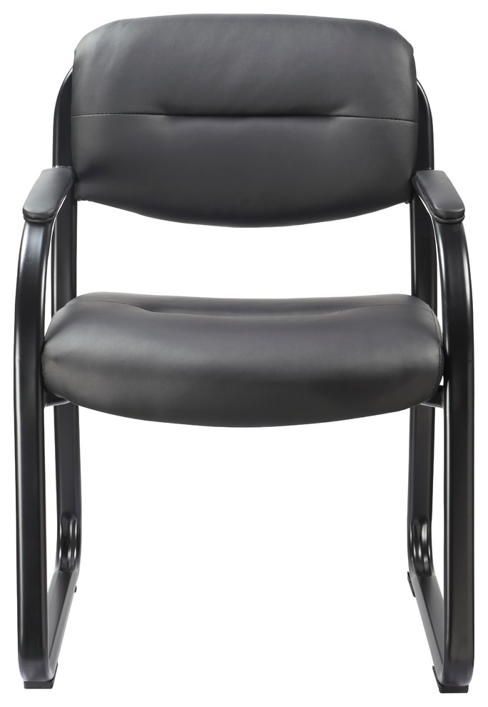 Office Factor Black Vinyl Guest Chair Side Visitors Waiting Room