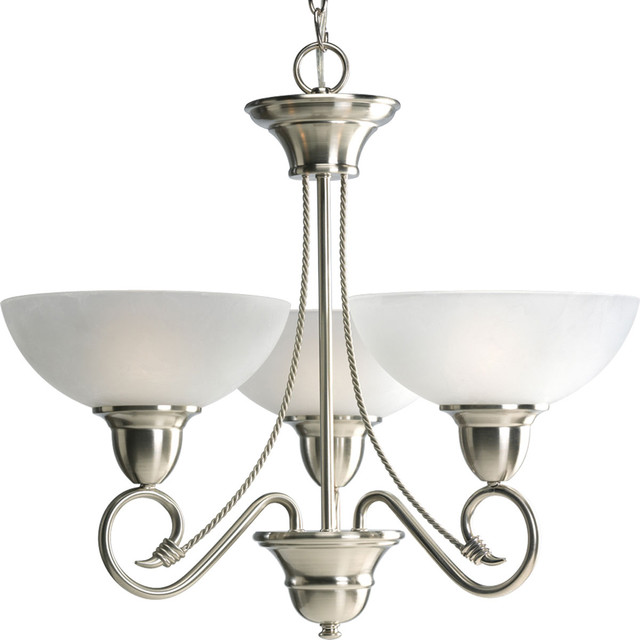 Progress Lighting P4580-09 3-Light Chandelier with Etched Watermark Glass