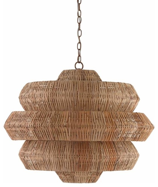 Currey and Company 9859 Antibes 9 Light 3 Tier Chandelier - Khaki / Natural