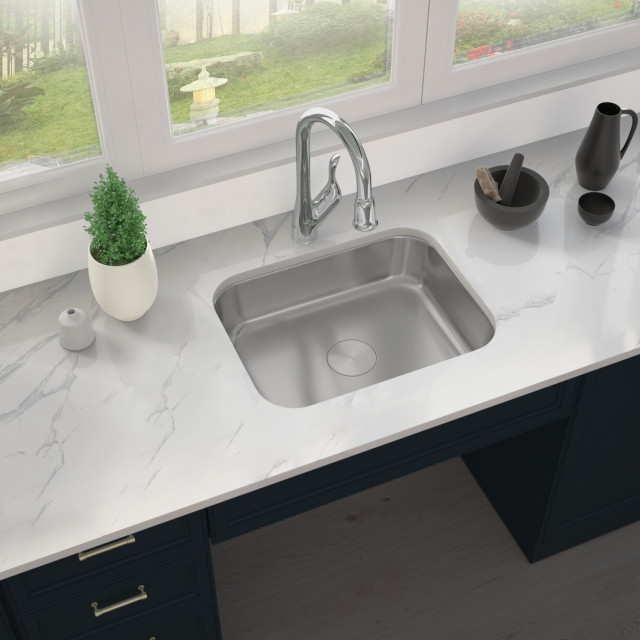 23"X18"X6" ADA Compliant Stainless Steel Undermount Kitchen Sink With Strainer Contemporary