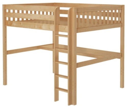 Bennett Natural Queen Loft Bed With, Queen Size Loft Bed With Desk And Stairs