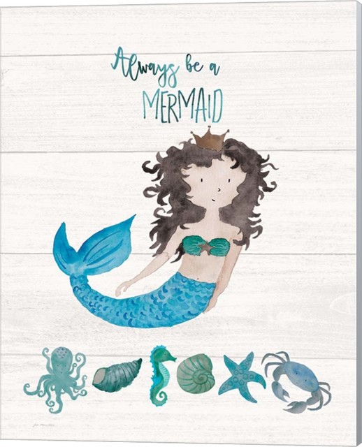 Be A Mermaid Canvas Wall Art By Jo Moulton 16 X20 Beach Style Kids Wall Decor By Virventures