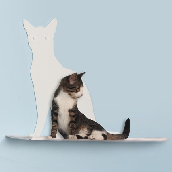 Cat Silhouette Cat Shelf, Off-white